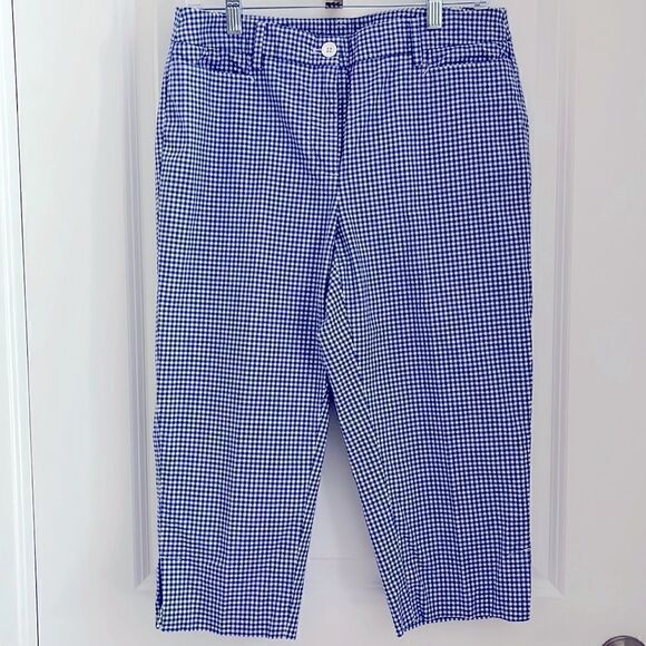 Talbots Gingham Check Perfect Skimmer Capri Pants Cotton with Spandex - Picture 1 of 10